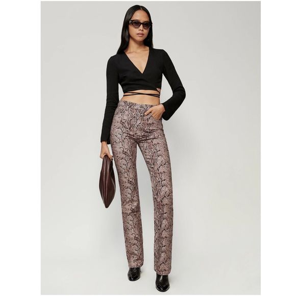 Reformation Denim - Reformation Peyton Snake Skin High Rise Bootcut Jeans Pants Woman’s Size 24
